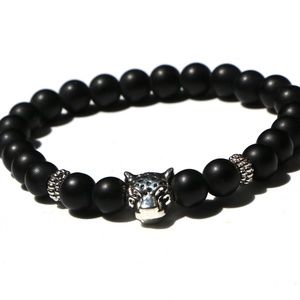 Black Beaded Panther Bracelet